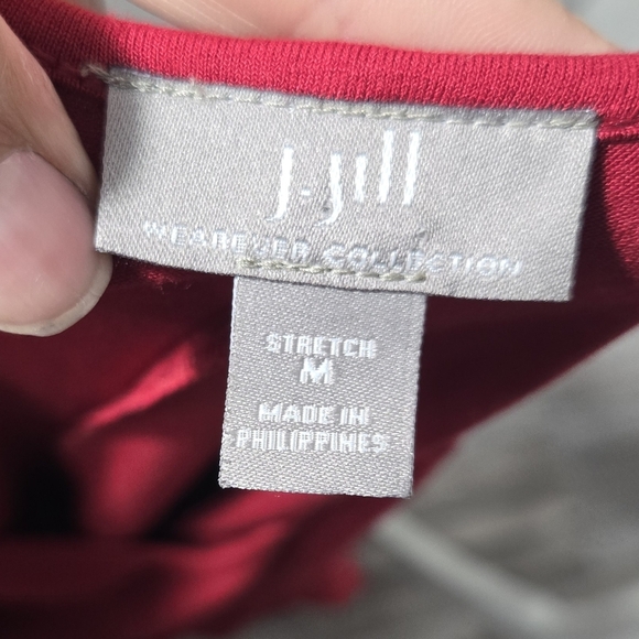 J. Jill Wearever Collection Dress Long Sleeve Side Knot Size Medium Red Midi - Picture 2 of 7